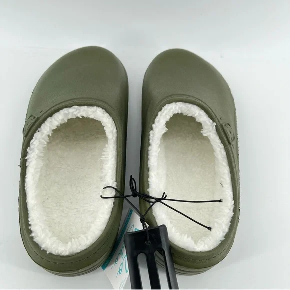 Hello Soho Women’s Olive Green Faux Fur Cozy Lined EVA Slip On Clogs Medium 7/8 - Picture 7 of 13